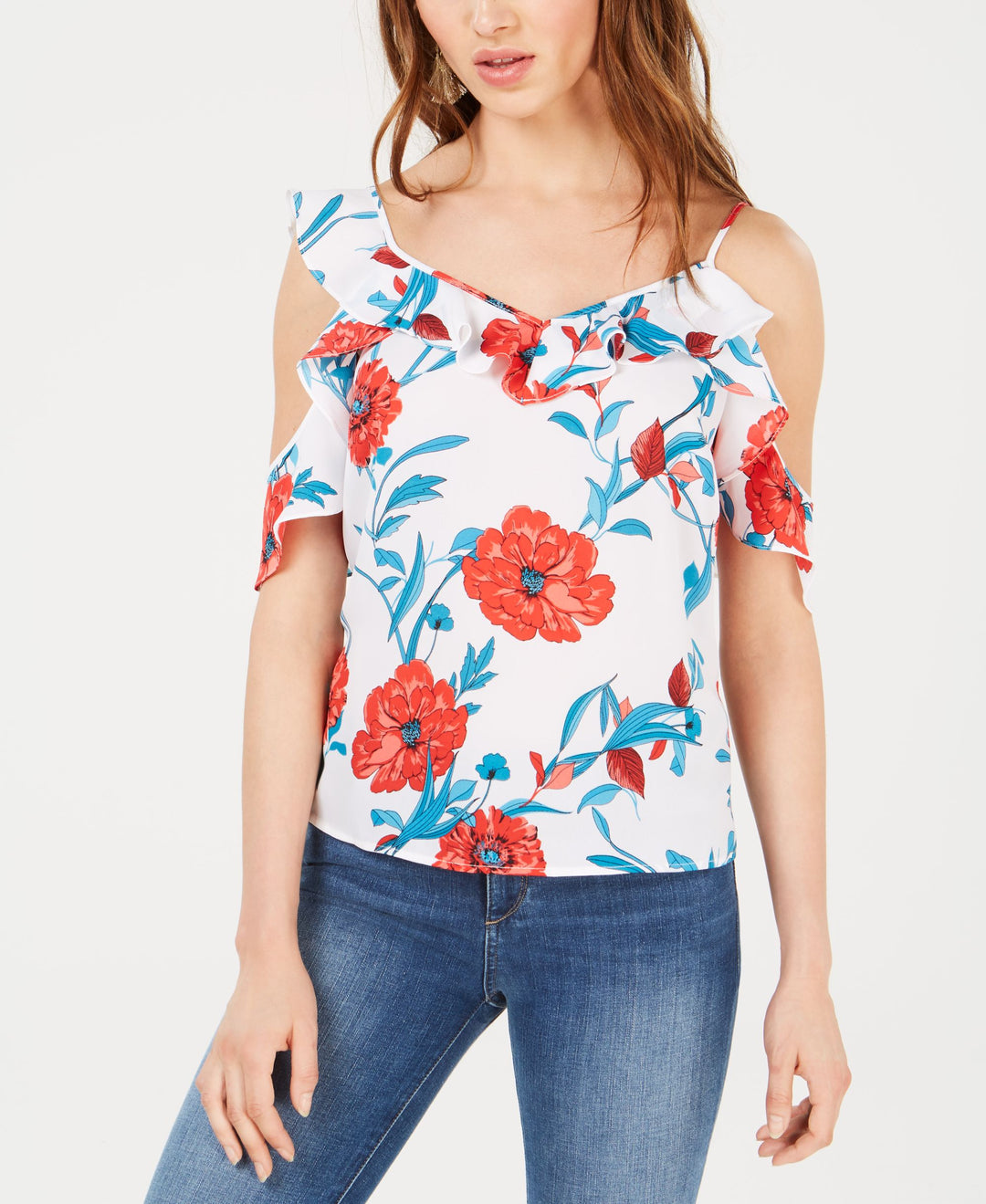 Bar III Asymmetrical Cold Shoulder Top