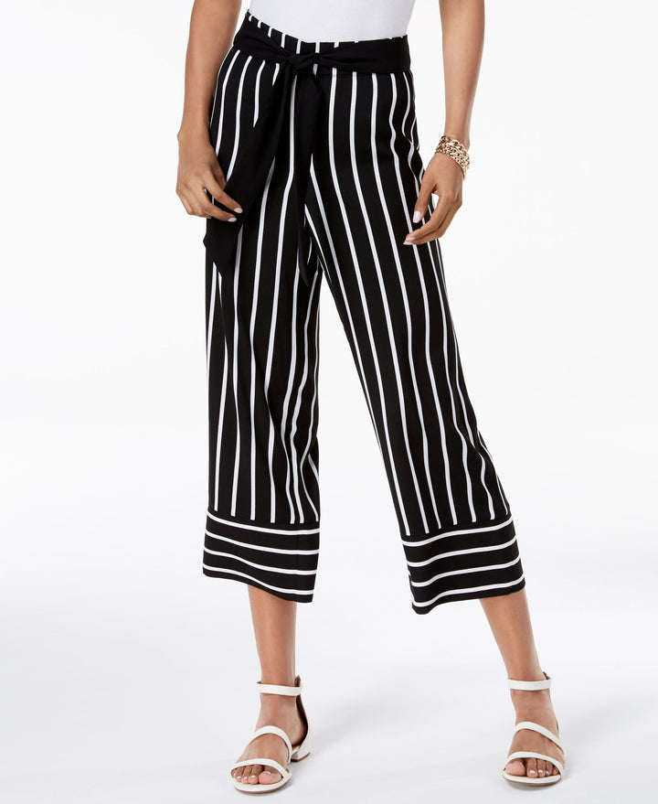 Striped Cropped Wide Leg Pants