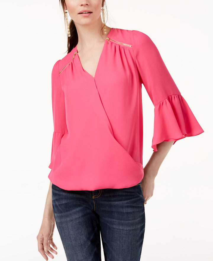 Zip Detail Surplice Top