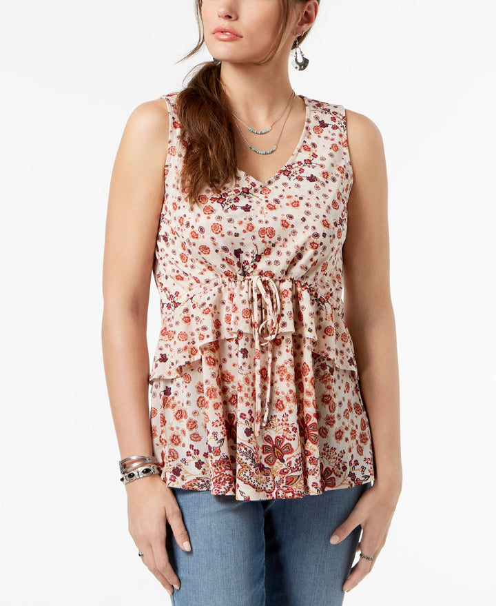 Style & Co Floral Print Peplum Top
