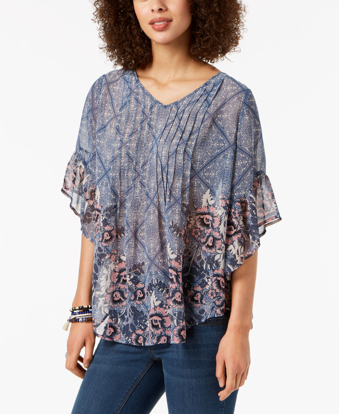 Style & Co Printed Pleated Top