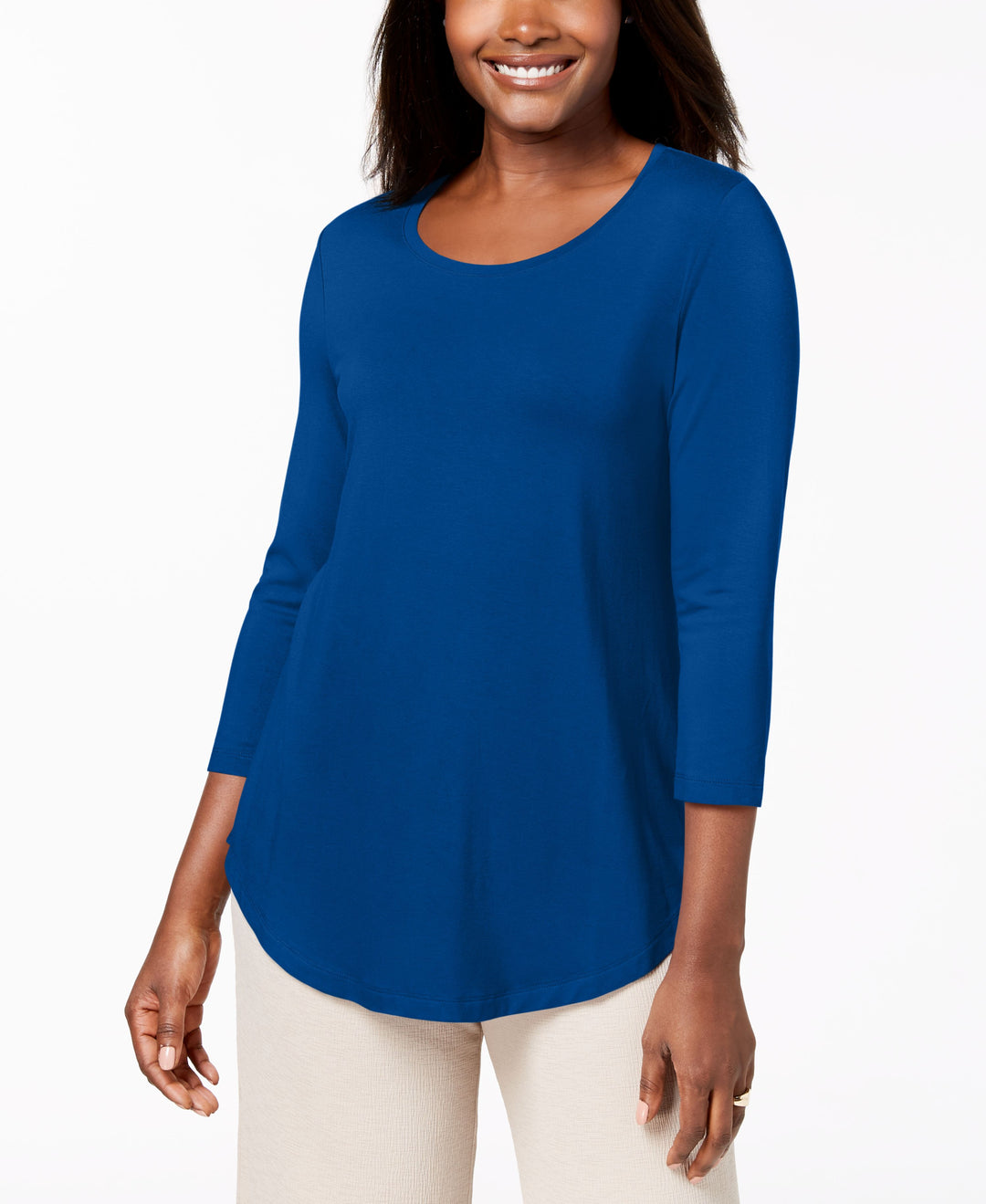 3/4-Sleeve Scoop Neck Top