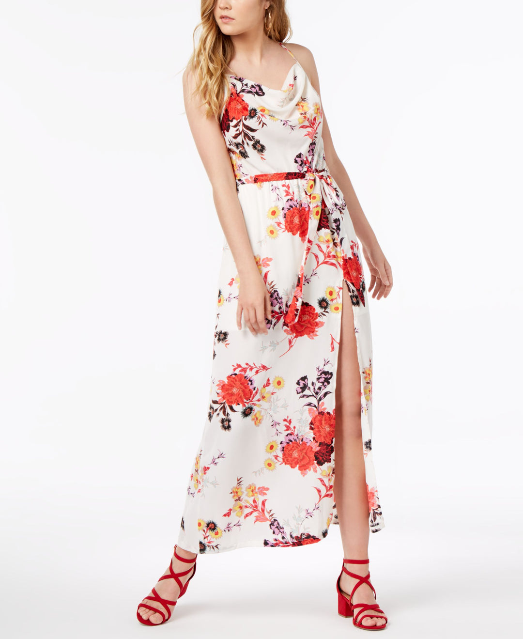 Material Girl Juniors Printed Cowl Neck Maxi Dress