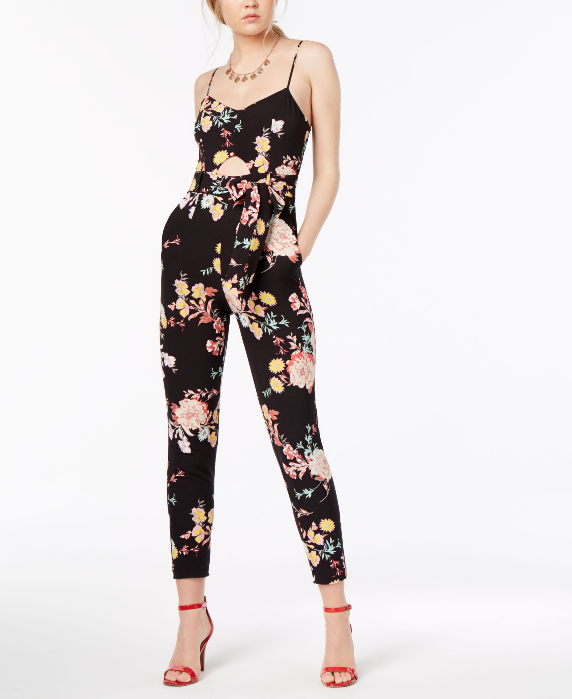 Material Girl Juniors Printed Cutout Jumpsuit