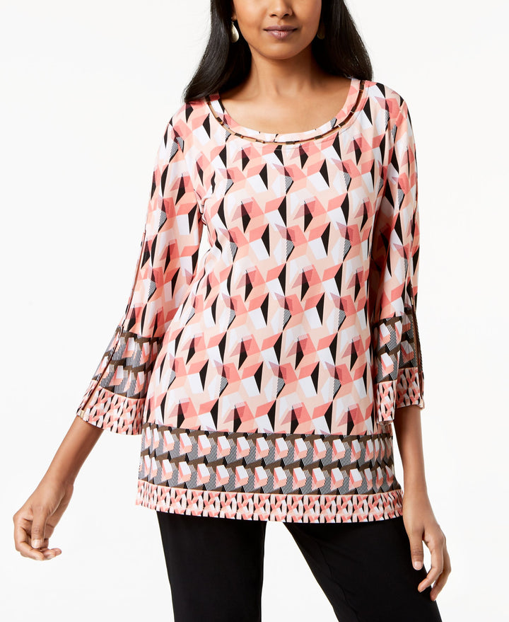 JM Collection Petite Embellished Split Sleeve Tunic