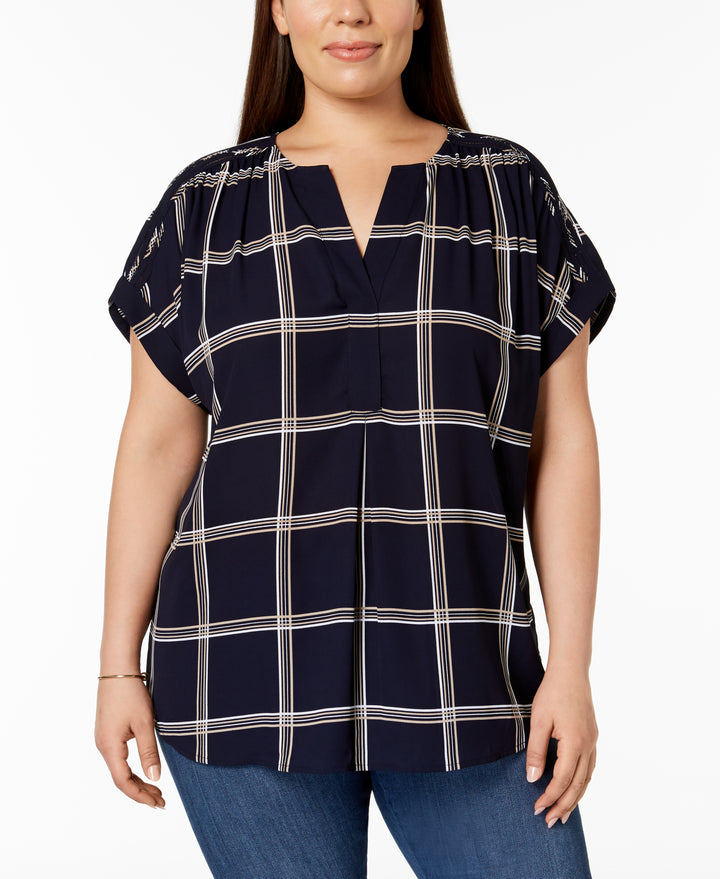 Plus Size Plaid Top