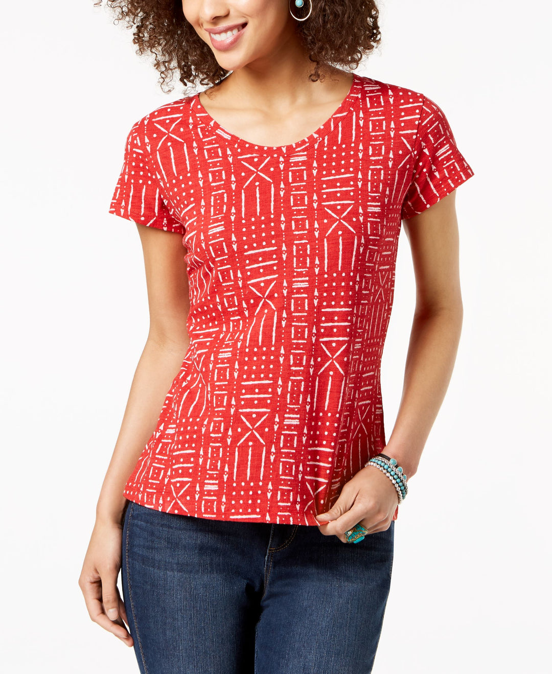 Style & Co Petite Cotton Printed Top