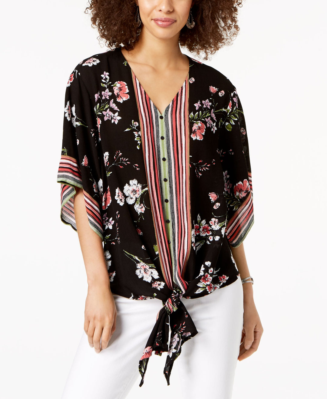 Printed Tie-Front Shirt