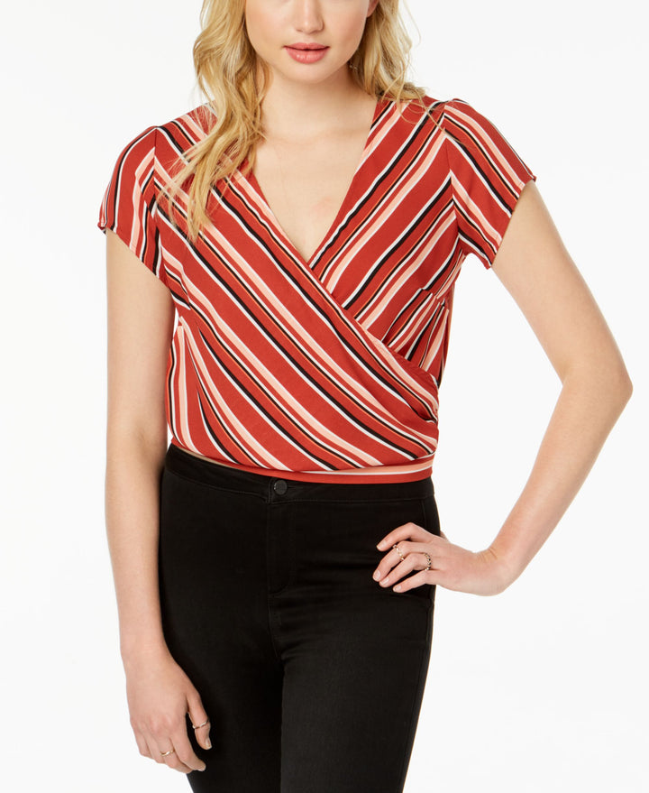 Ultra Flirt By Ikeddi Juniors Striped Wrap Top