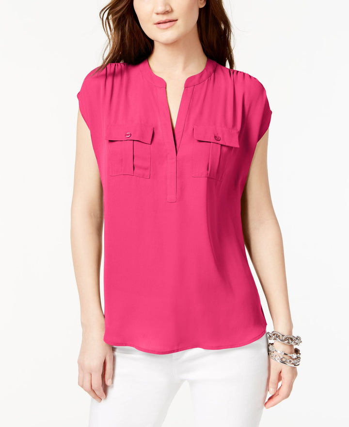 INC Petite Mixed-Media Utility Shirt