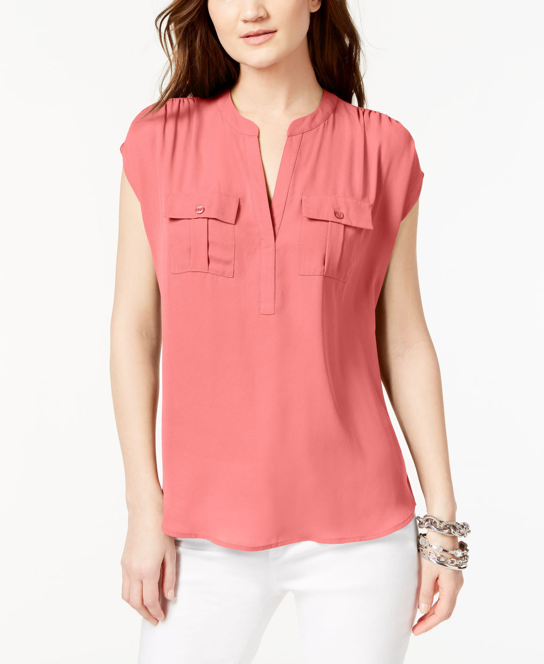 I.N.C. Split Neck Utility Shirt