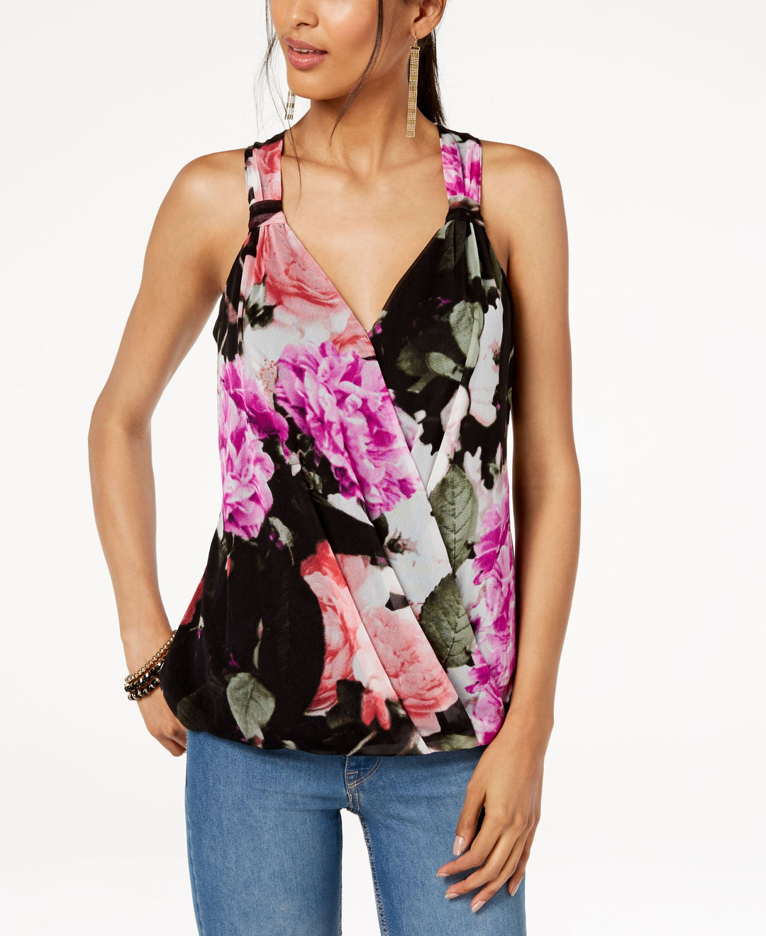 Printed Surplice Neck Top