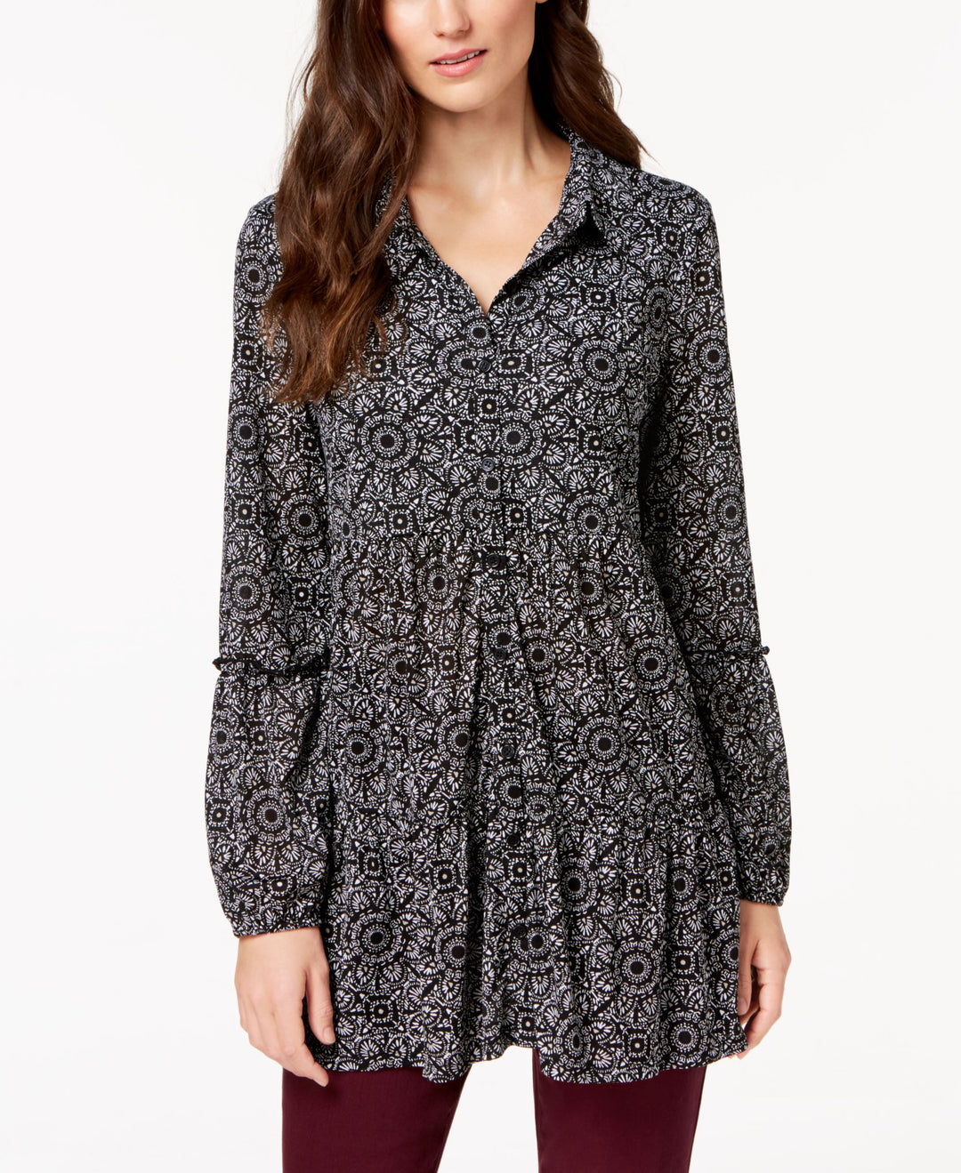 Style & Co Petite Printed Mesh Shirt