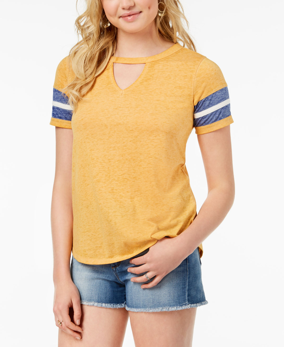 Hippie Rose Juniors Cutout Varsity T-Shirt