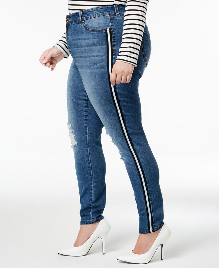Celebrity Pink Trendy Plus Size Ripped Skinny Jeans