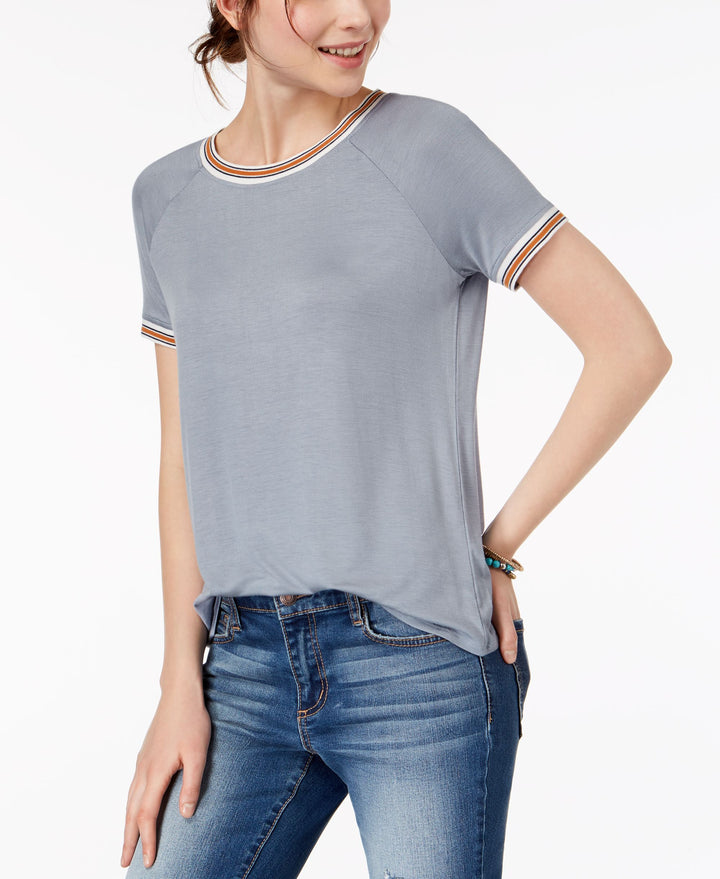 Hippie Rose Juniors Crew Neck Ringer T-Shirt