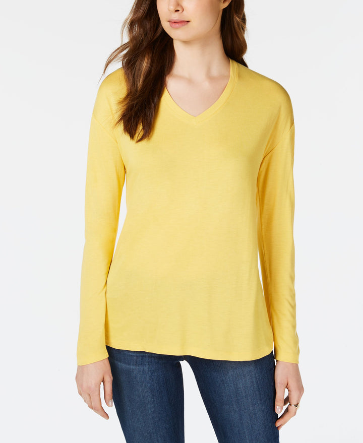 Dropped Shoulder V-Neck Jersey Top