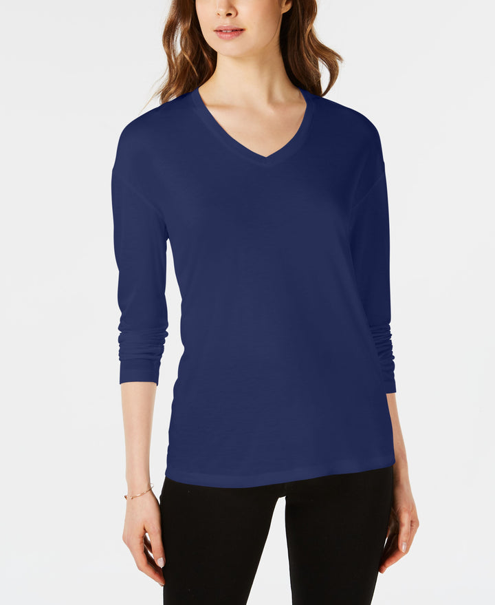 Dropped Shoulder V-Neck Jersey Top