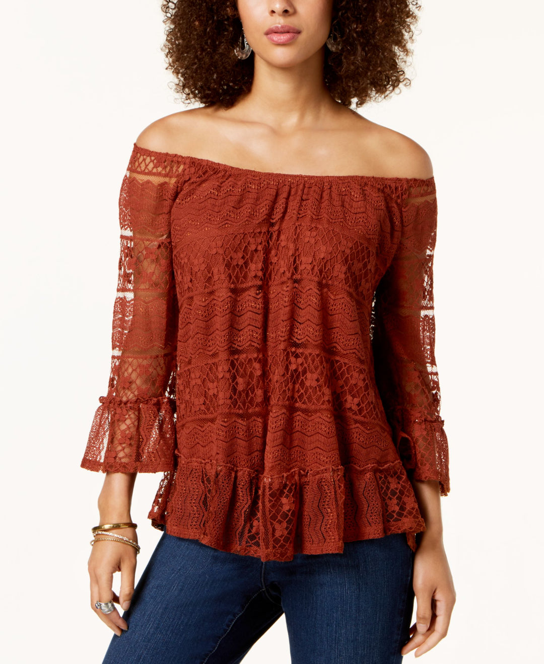 Style & Co Off The Shoulder Lace Top