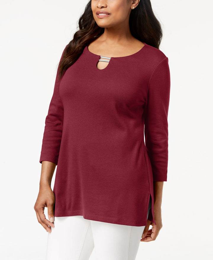 Karen Scott Split Neck Tunic Top
