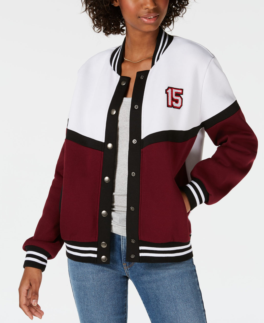 Say What Juniors Letterman Snap Jacket