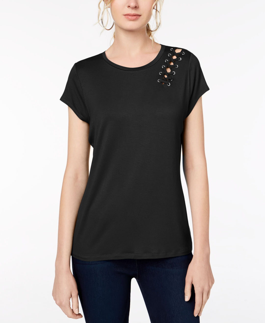 Petite Grommet Lace T-Shirt