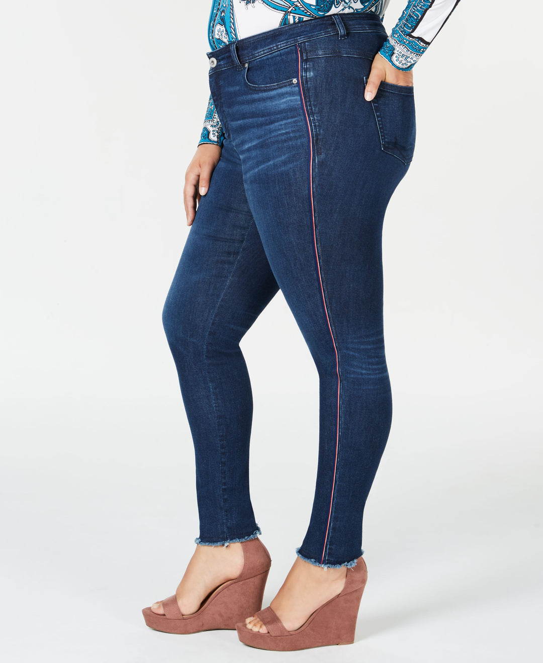 I.N.C. Plus Size Side-Stripe Skinny Jeans