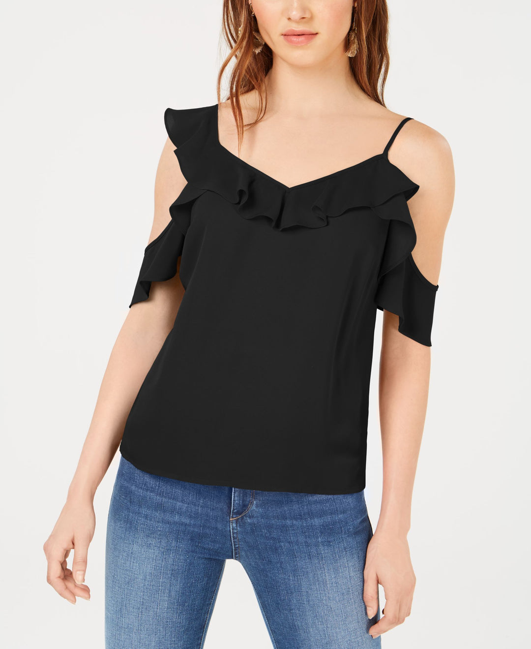 Bar III Asymmetrical Cold Shoulder Top