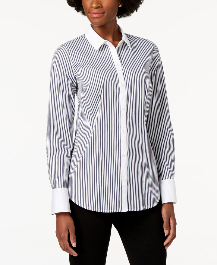 Charter Club Striped Contrast Trim Shirt