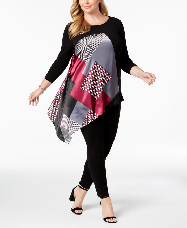 Alfani Plus Size Printed Asymmetrical Tunic