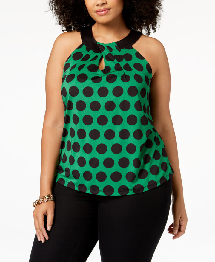Plus Size Printed Twist Front Halter Top