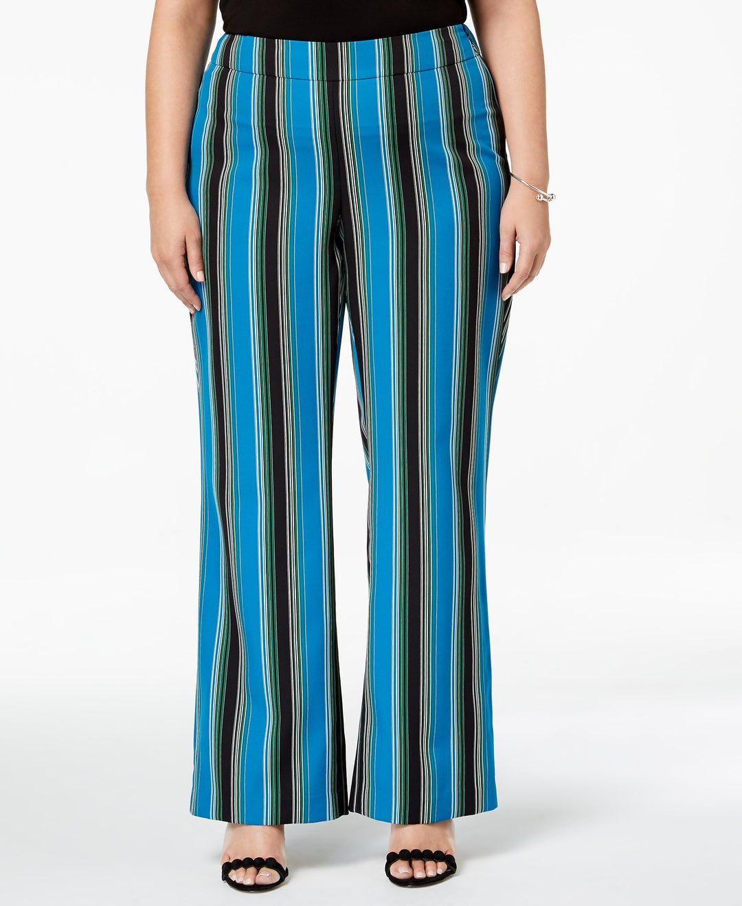 Plus Size Striped Wide Leg Pants