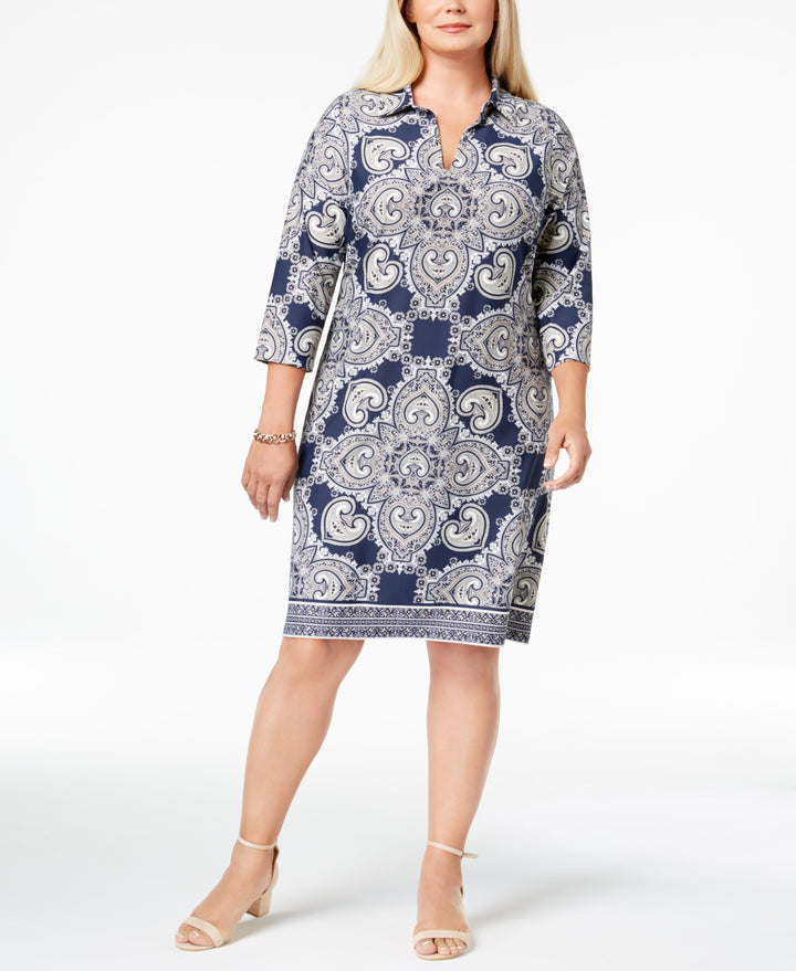 Charter Club Plus Size Medallion Print Shift Dress