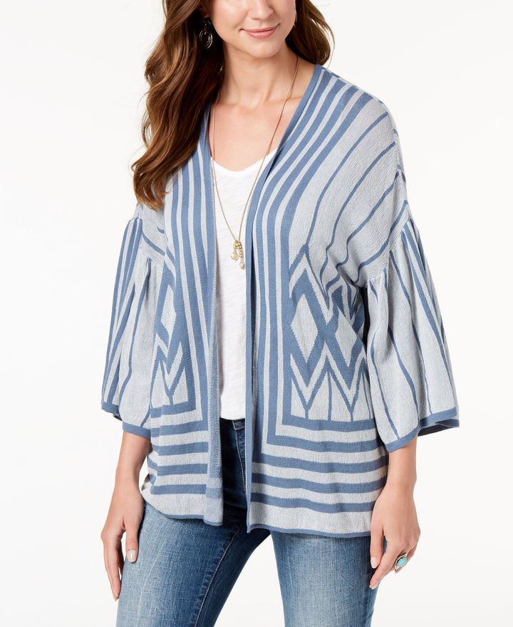 Style & Co Cotton Printed Drop Sleeve Cardigan