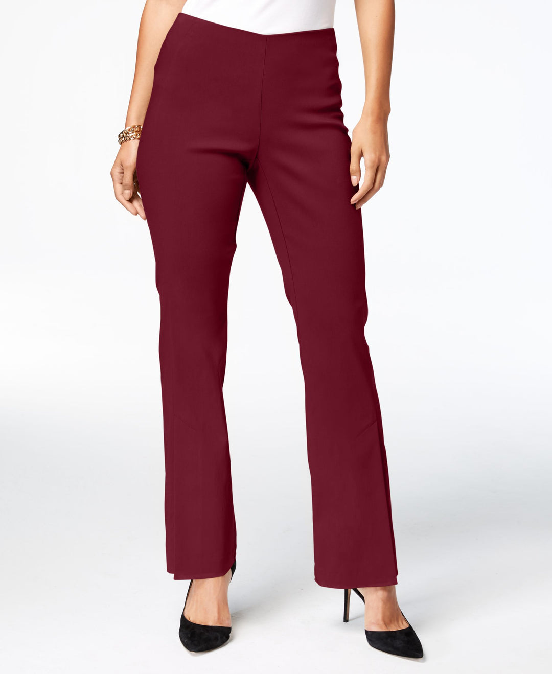 Slit Front Pull On Bootcut Pants