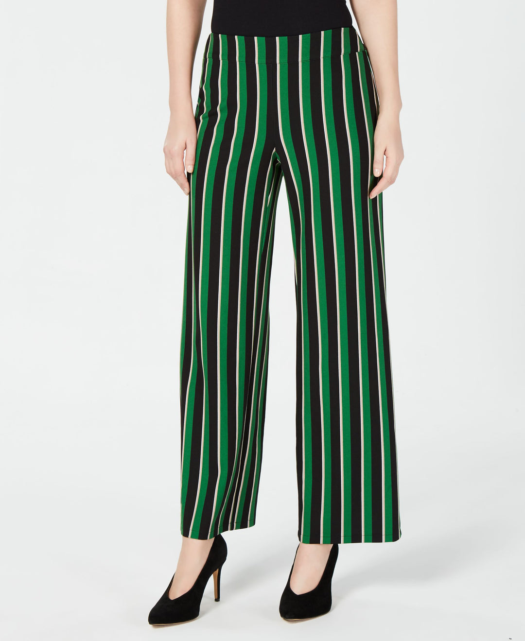 I.N.C. Pull-On Striped Wide-Leg Pants