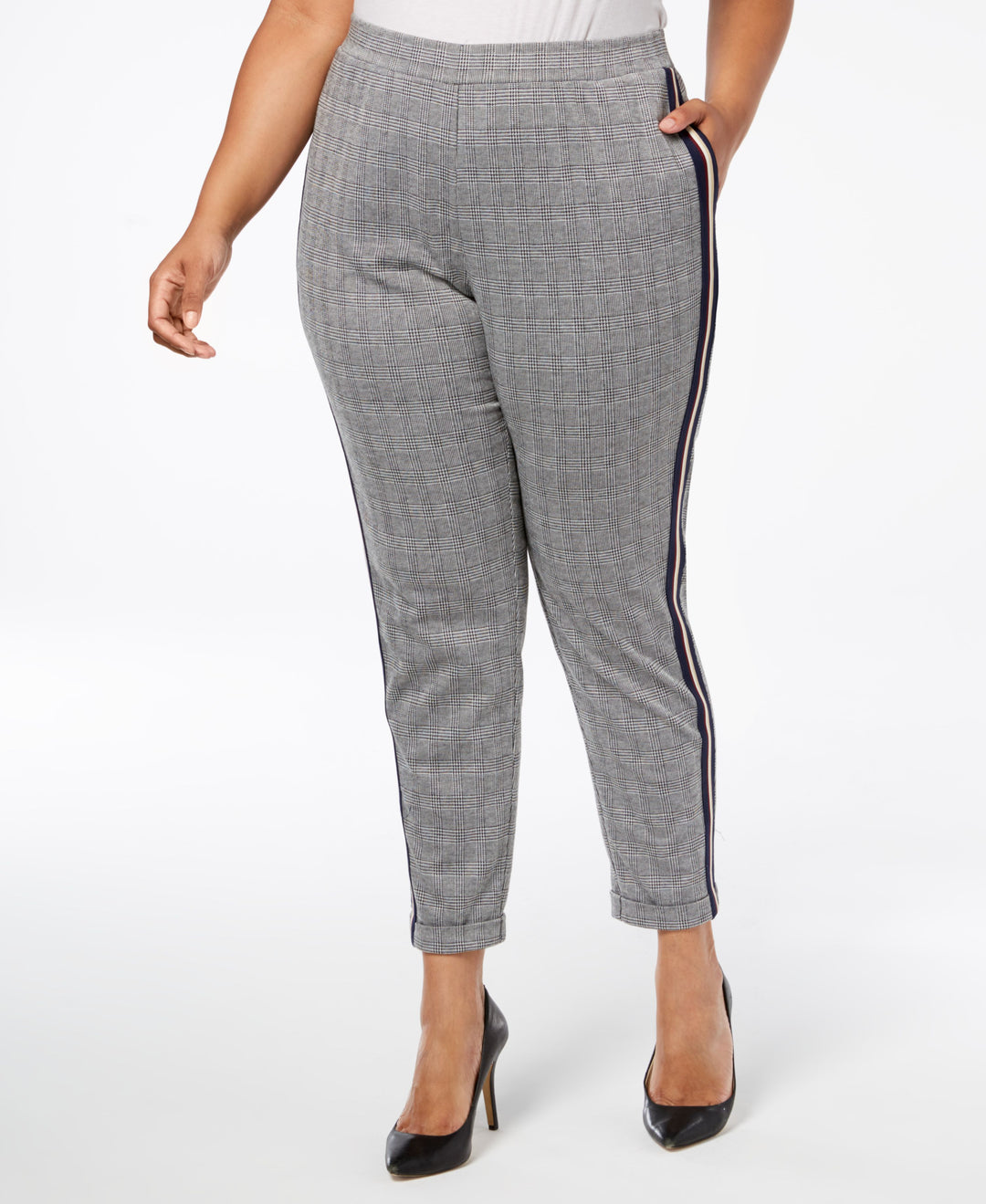 NY Collection Plus Size Petite Plus Side Stripe Skinny Pants