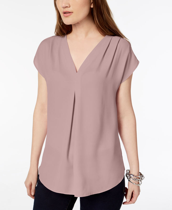 Inverted-Pleat V-Neck Top