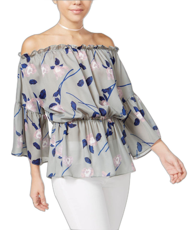 Say What Juniors Printed Off The Shoulder Peasant Top
