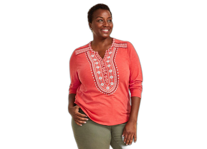 Plus Size Embroidered Knit Top
