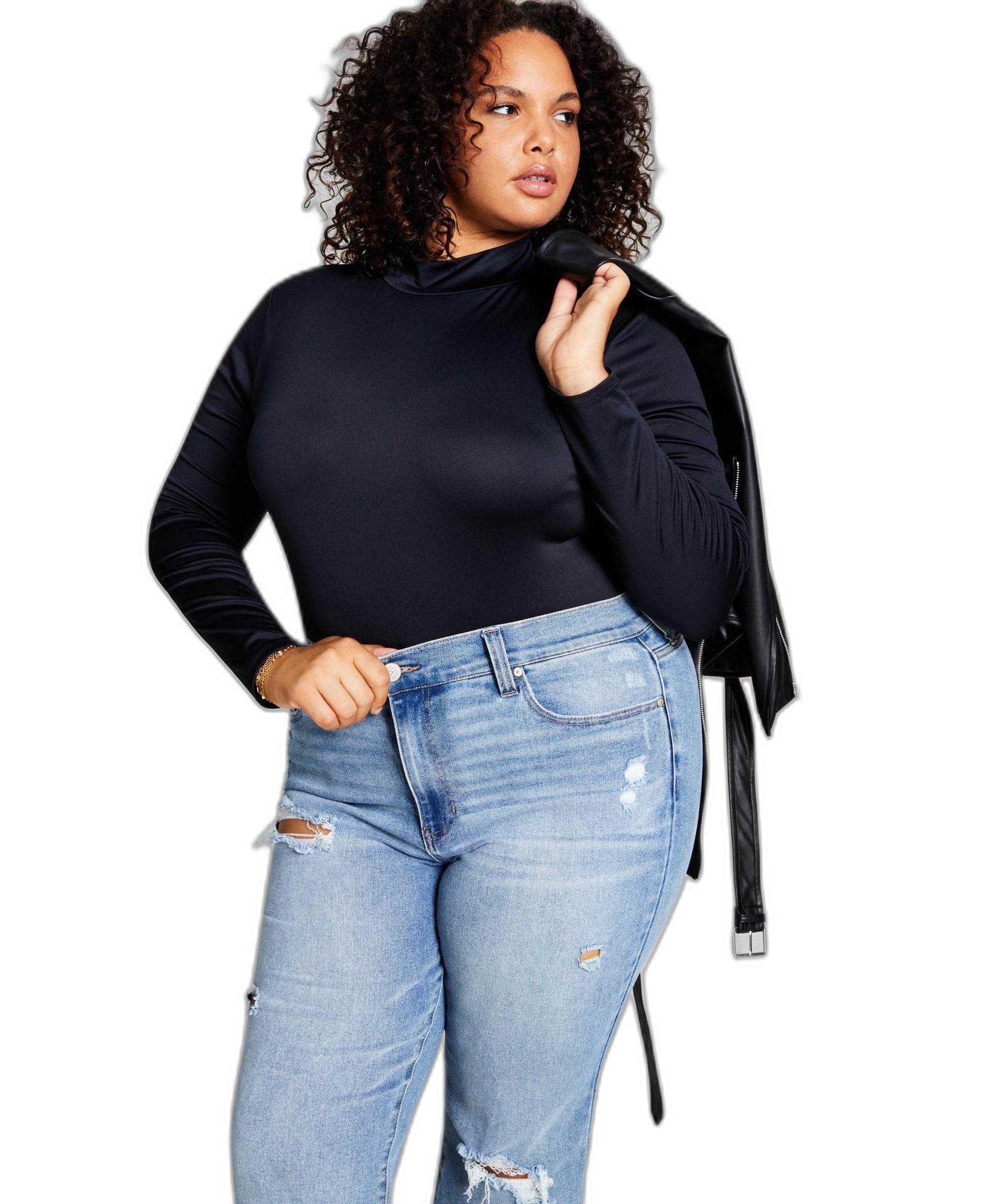 Trendy Plus Size Mock-Neck Bodysuit