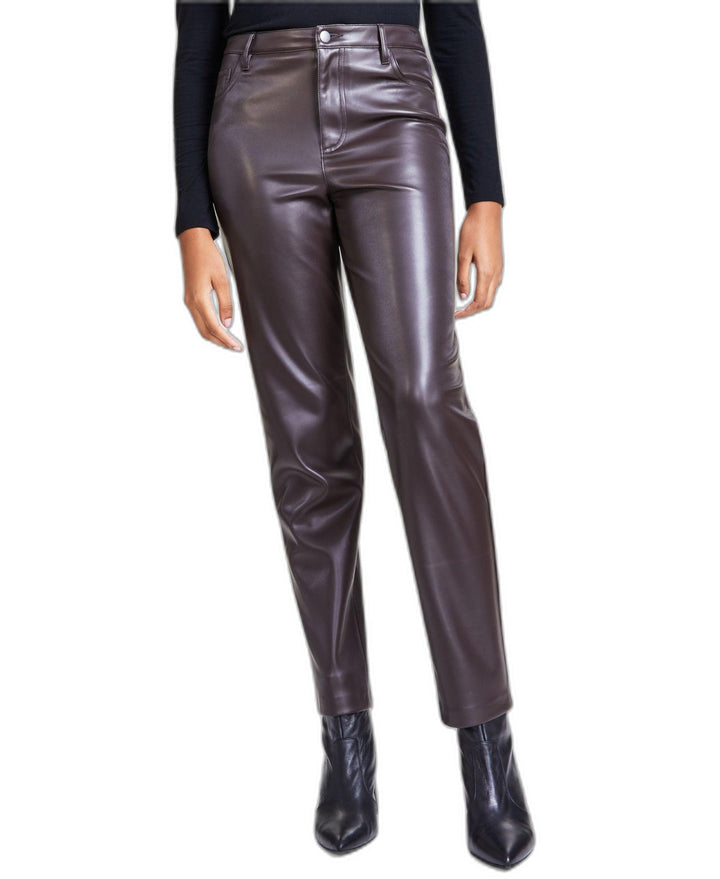 Women's Faux-Leather Straight-Leg Pants