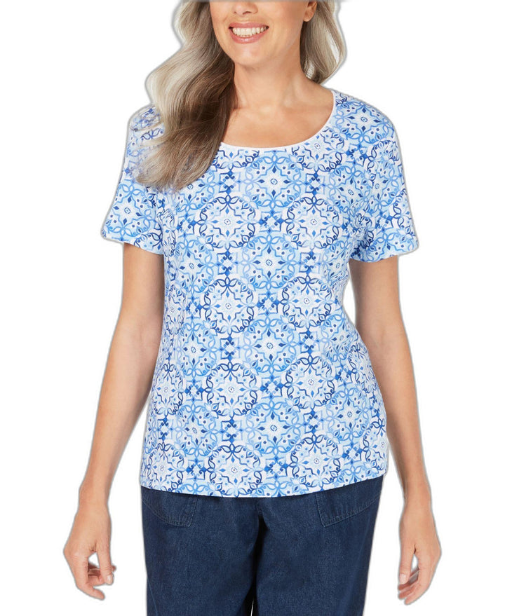 Karen Scott Printed Scoop Neck T-Shirt