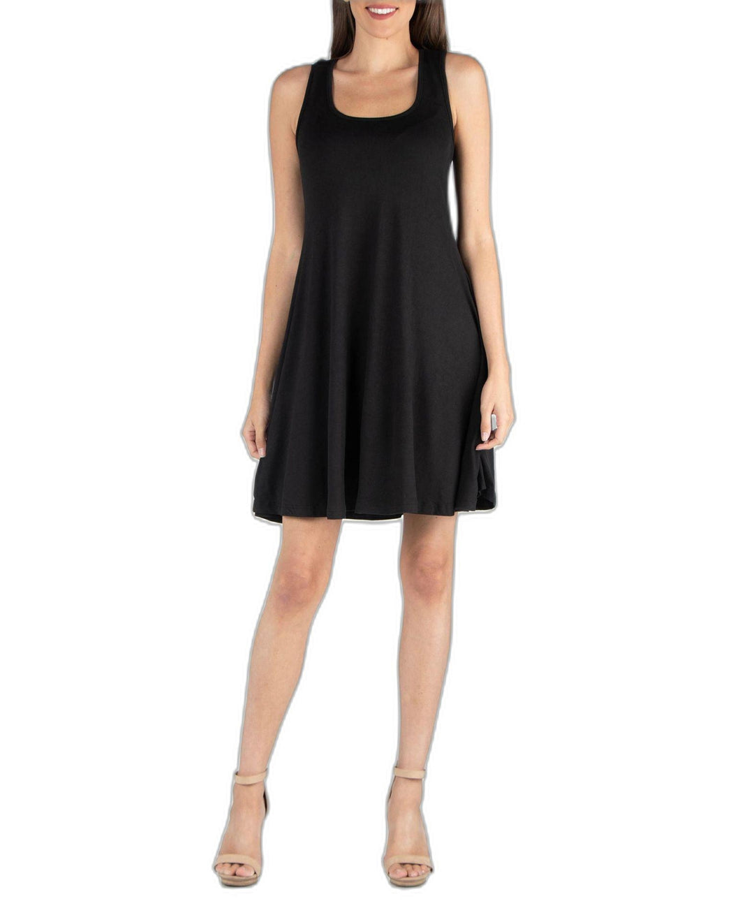 24seven Comfort Apparel A Line Fit Flare Mini Dress
