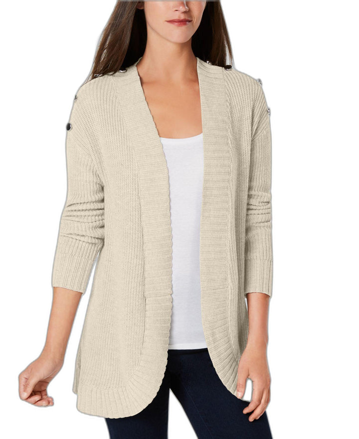 Charter Club Button Detail Curved Hem Cardigan