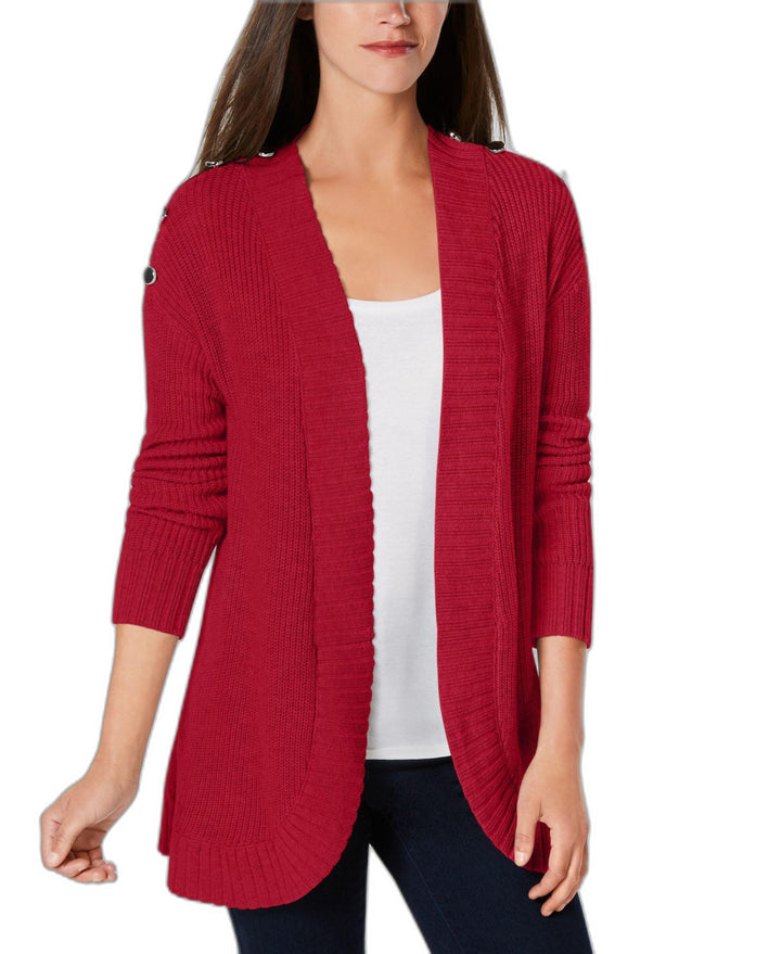 Charter Club Button Detail Curved Hem Cardigan