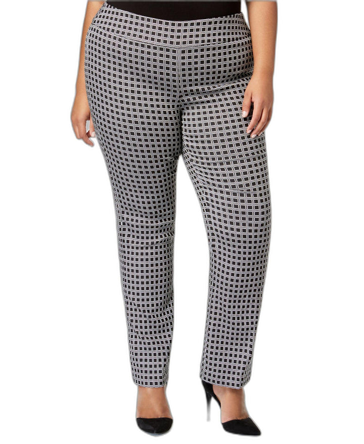 Alfani Plus Size Jacquard Print Pull On Trousers