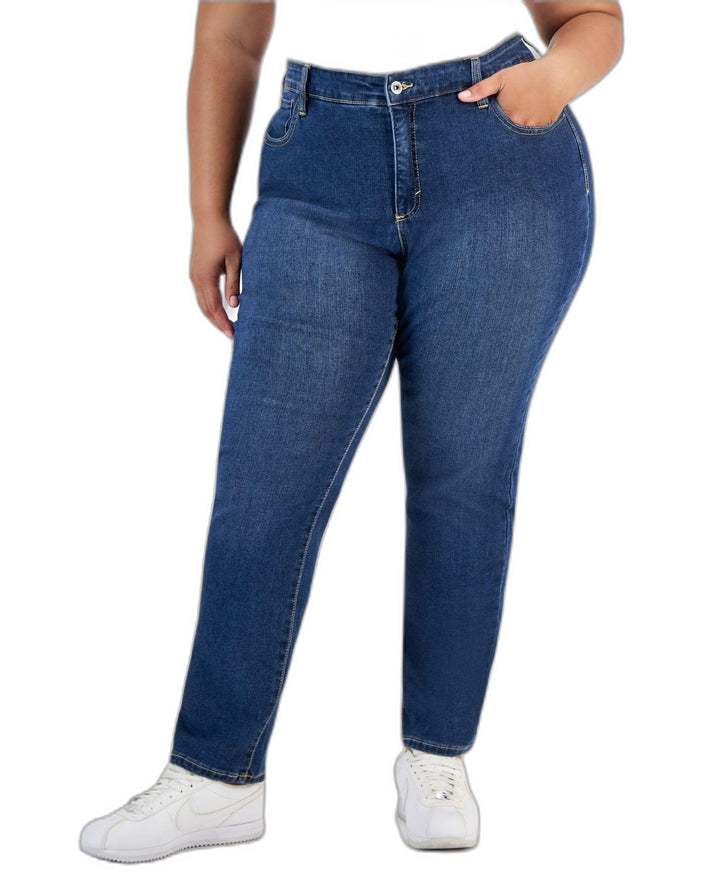 Plus Size Mid-Rise Straight-Leg Jeans Moddy Blue 18W