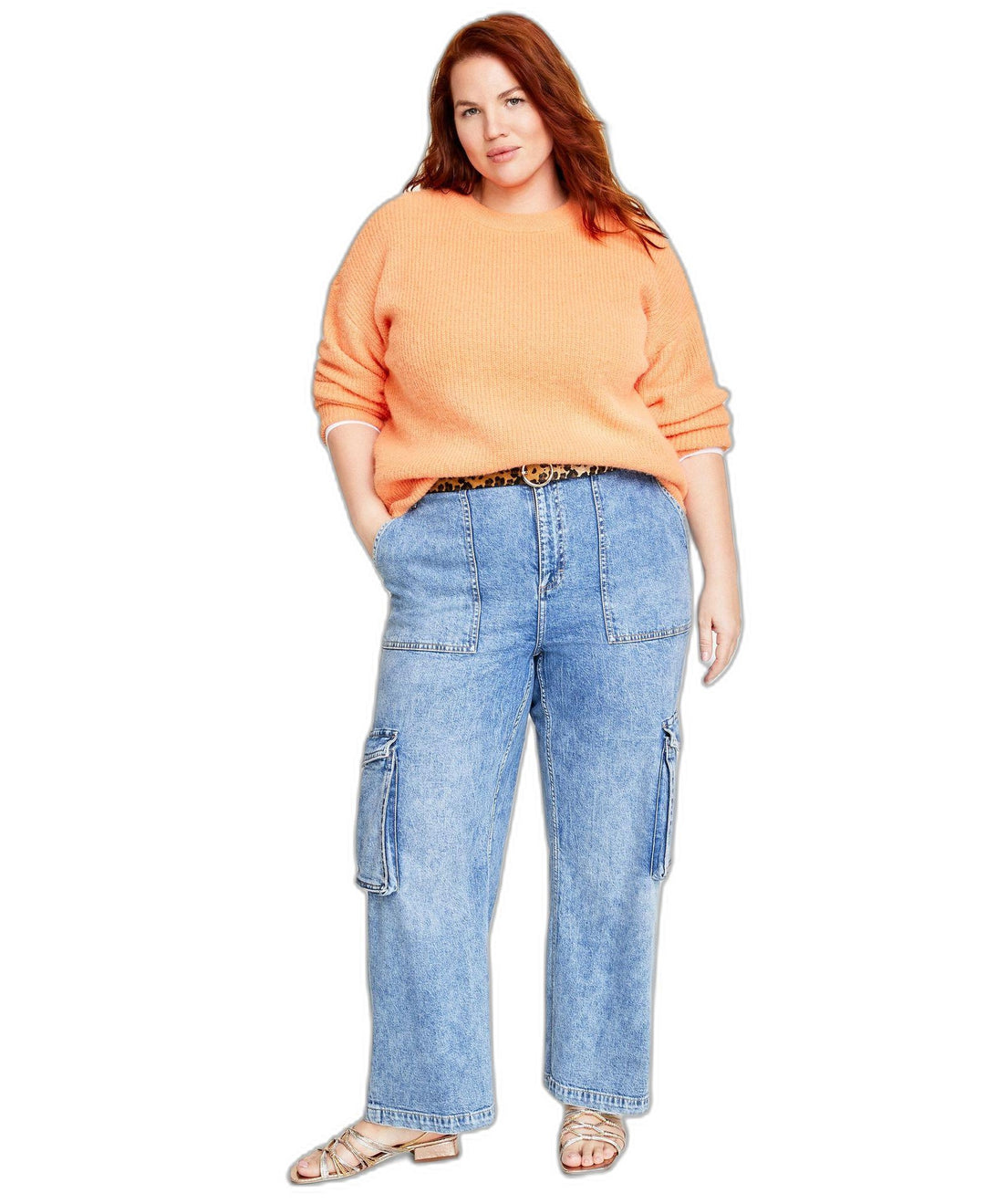 Plus Size Crewneck Long-Sleeve Shaker Sweater