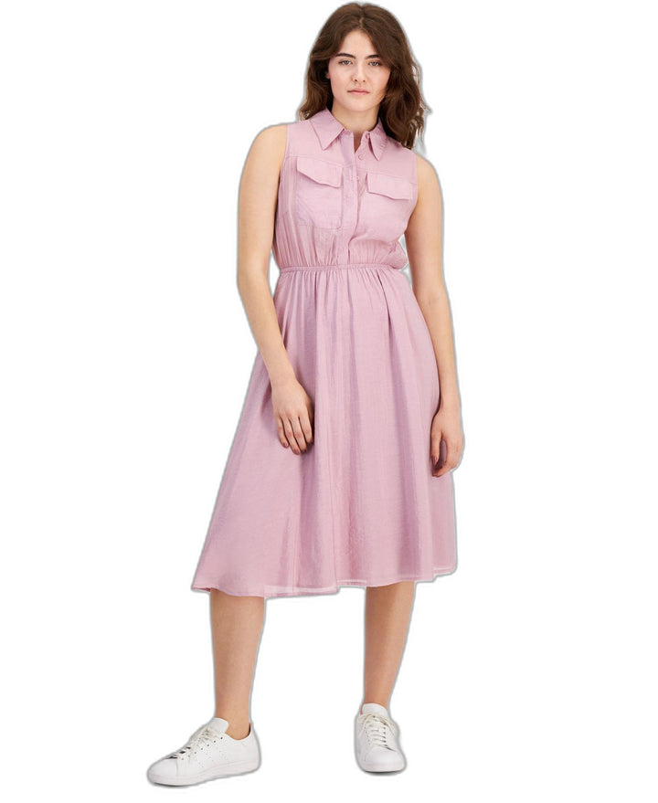 Women's Fit & Flare Midi Shirtdress Mauve Shadow S